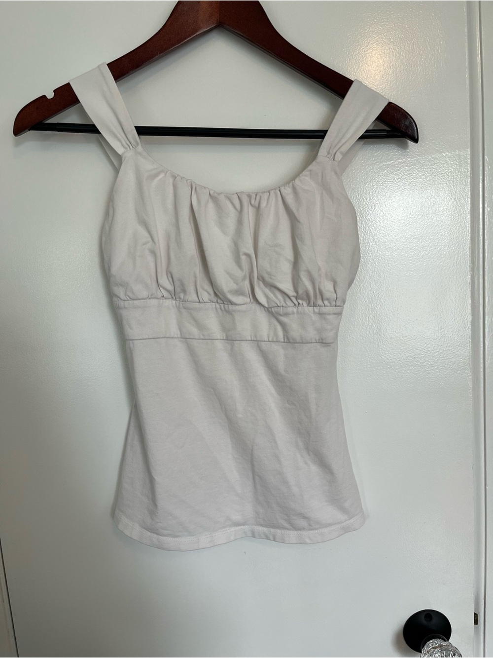 Ann Taylor Cream Gathered Bust Tank